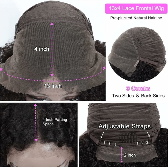 Bob Wig Human Hair Deep Wave Lace Front Wig Human Hair Curly Wigs 13x4 - Picture 4 of 5